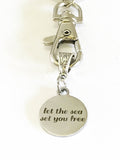Let The Sea Set You Free Keychain, Beach Trip Gift for Her, Beach Lover Motivational Gift for Him, Girls Trip Gifts, Girls Weekend Away Gift