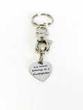 My Heart Belongs To A Firefighter Keychain, Firefighter Girlfriend Gift, Firefighter Wife Gift, I Love A Firefighter, Gift For Her