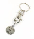 Trick Or Treat Keychain, Halloween Gifts, Halloween Keychain, Trick or Treat Gift, Treat Jewelry, No Tricks Jewelry Gift, New Car Gift