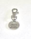 Christian Gifts, Jesus Is The Answer Christian Purse Charm, Christian Charm, Baptism Gift, Sunday School Gifts, Confirmation Gifts