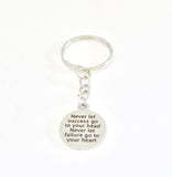 Encouraging Gift, Never Let Success Go To Your Head, Never Let Failure Go To Your Heart, Encouraging Keychain, Encouraging Sports Gift