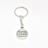 Christian Keychain, Christian Gift, God’s Strength Is Made Perfect In My Strength Keychain, Keychain Gift, Sympathy Gift, Christian Verse,