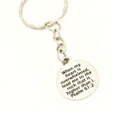 Christian Keychain, When My Heart Is Overwhelmed Keychain, Christian Gift, Keychain Gift, Scripture Keychain, Lead Me To The Rock, Psalm 61