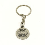 Christian Keychain, When My Heart Is Overwhelmed Keychain, Christian Gift, Keychain Gift, Scripture Keychain, Lead Me To The Rock, Psalm 61