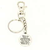 Bible Verse Gifts, When My Heart Is Overwhelmed Keychain, Psalm 61 2 Bible Verse Keychain, Sympathy Gift, Bible Verse Keychain Gift
