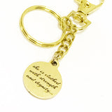Christian Gift, She Is Clothed In Strength And Dignity Keychain, Christian Keychain, Religious Gifts, Prov 31 25 Keychain, Gold Keychain