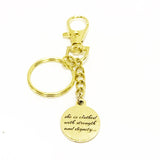 Christian Gift, She Is Clothed In Strength And Dignity Keychain, Christian Keychain, Religious Gifts, Prov 31 25 Keychain, Gold Keychain