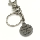 Christian Keychain, The Lord Is My Strength And My Shield Keychain, Christian Gift, Christian Charm, Keychain Clip, Psalm 28 7 Charm