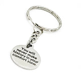 Motivation Keychain, You Will Never Make History In Your Comfort Zone Keychain, Encouraging Keychain, Motivation Gift, Motivaton Quote