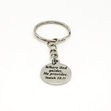 Scripture Keychain, Where God Guides He Provides Keychain, Isaiah 58 11 Keychain, Scripture Charm, Scripture Verse, Bible Verse Quote