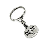 Softball Keychain, Pray Hard, Play Hard Keychain, Softball Player Gift, Christian Softball Player, Softball Mom Gift, Charm Keychain