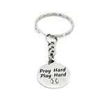 Baseball Keychain, Pray Hard, Play Hard Keychain, Baseball Player Gift, Christian Baseball Player, Baseball Mom Gift, Charm Keychain