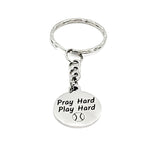 Softball Keychain, Pray Hard, Play Hard Keychain, Softball Player Gift, Christian Softball Player, Softball Mom Gift, Charm Keychain