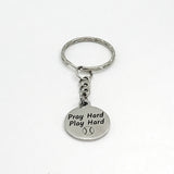 Softball Keychain, Pray Hard, Play Hard Keychain, Softball Player Gift, Christian Softball Player, Softball Mom Gift, Charm Keychain