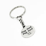 Softball Keychain, Pray Hard, Play Hard Keychain, Softball Player Gift, Christian Softball Player, Softball Mom Gift, Charm Keychain