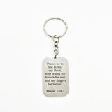 Praise Be To The Lord Keychain, Psalm 144 1 Keychain, Soldier Gift, Sports Team Gifts, Christian Keychain, Christian Gift, Scripture Gift