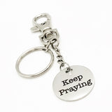 Faith Gift, Keep Praying Keychain, Prayer Keychain Gift, Pray Partner Gift, Sunday School Gift, Christian Gift, Scripture Charm Keychain