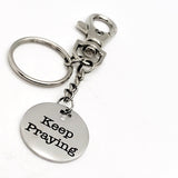 Faith Gift, Keep Praying Keychain, Prayer Keychain Gift, Pray Partner Gift, Sunday School Gift, Christian Gift, Scripture Charm Keychain