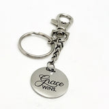 Faith Gift, Grace Wins Keychain, Christian Grace, Keychain Gift, Sunday School Gift, Christian Gift, Scripture Charm Keychain