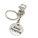 Faith Gift, Keep Praying Keychain, Prayer Keychain Gift, Pray Partner Gift, Sunday School Gift, Christian Gift, Scripture Charm Keychain