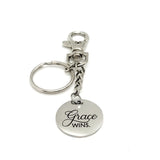 Faith Gift, Grace Wins Keychain, Christian Grace, Keychain Gift, Sunday School Gift, Christian Gift, Scripture Charm Keychain