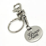 Faith Gift, Grace Wins Keychain, Christian Grace, Keychain Gift, Sunday School Gift, Christian Gift, Scripture Charm Keychain