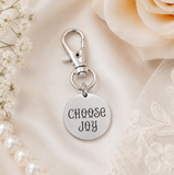 Choose Joy Clip On Charm Stainless Steel Engraved Inspirational Bag Charm Purse Charm Keychain Accessory Encouragement Gift