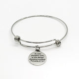 As Iron Sharpens Iron Stainless Steel Expandable Bracelet With Engraved Proverbs 27 17 Charm