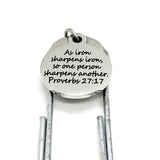Iron Sharpens Iron Bookmark, Proverbs 27:17, Christian Gift