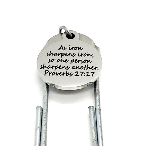 Iron Sharpens Iron Bookmark, Proverbs 27:17, Christian Gift