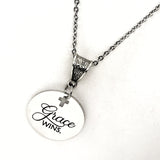 Grace Wins Stainless Steel Engraved Pendant Necklace With Cross Cutout By JKCE Designs