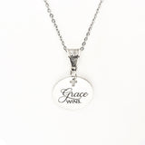 Grace Wins Stainless Steel Engraved Pendant Necklace With Cross Cutout By JKCE Designs