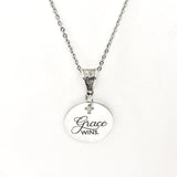 Grace Wins Stainless Steel Engraved Pendant Necklace With Cross Cutout By JKCE Designs