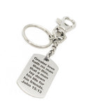 Greater Love Hath No Man John 15 13 Bible Verse Keychain Stainless Steel Gift