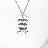 Always Pray Faith Necklace Stainless Steel Christian Jewelry Inspirational Religious Scripture Necklace Encouragement Gift