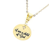 I Am A Child Of God Necklace Gold Plated Christian Jewelry Faith Necklace Inspirational Gift Religious Charm For Women