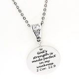 Gods Strength Is Made Perfect In My Weakness Necklace 2 Cor 12 9 Christian Jewelry