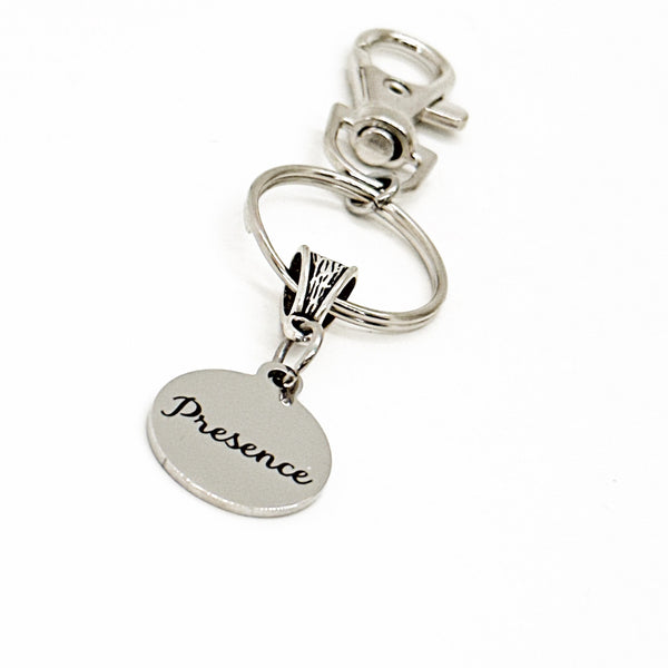 Presence Charm Keychain, Affirmation Gift, Word Charms, Presence Mindset, Gift For Her, Wife Gift, Be In The Moment, Gift For Me
