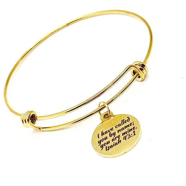Gold-Plated Isaiah 43 1 Charm Bracelet Called You By Name You Are Mine Faith Bangle Christian Gift