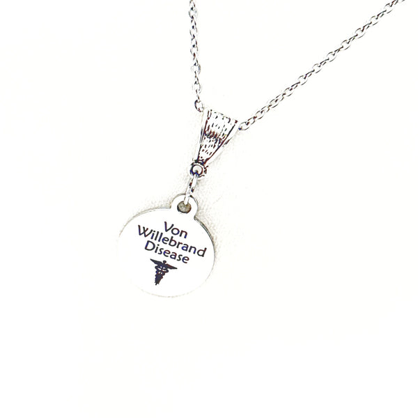 Von Willebrand Pendant Necklace, Bleeding Disorder Notice, Medical Condition Jewelry, Daughter, Wife, Medical Caduceus, Caregiver Notice