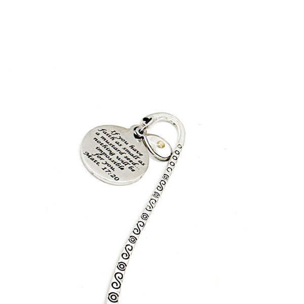 Mustard Seed Charm Scripture Bookmark, Move Mountains, Faith As Small As A Mustard Seed, Faith Gifts, Bible Bookmark, Christian Gifts
