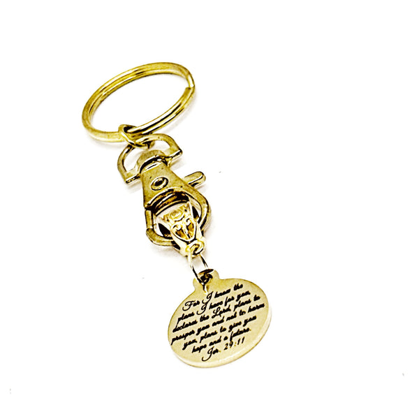 Gods Plans For You Jer 29 11 Goldtone Keychain, Faith Gift, Scripture Gifts, Christian Items, Daughter Gift, Going To College, Graduation