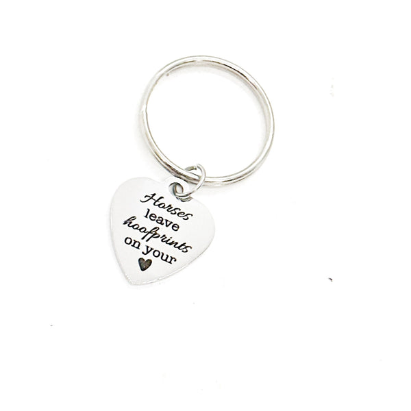 Horses Leave Hoofprints On Your Heart Charm Keychain, Horse Lover, Horse Owner, Gift For Her, Wife Gift, Daughter Gift, Horse Farm
