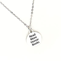 Read More Horror Books Charm Necklace, Horror Book Lover, Gift For Her, English Teacher Gift, Literature Lover, Author Gift, Book Lover