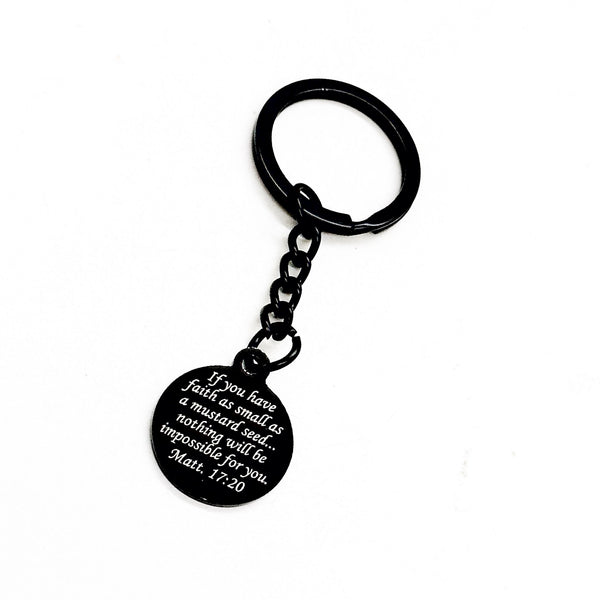 Mustard Seed Verse Black Charm Keychain, Mustard Seed Faith, Matthew 17 20 Gift, Faith Gifts, Christian Gifts, Scripture Gift