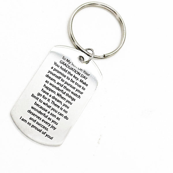 Son Graduation Charm Keychain, New Car Gift, Going To College, Gift For Him, From Mom Or Dad, Dream Big Dreams, I Am Proud Of You