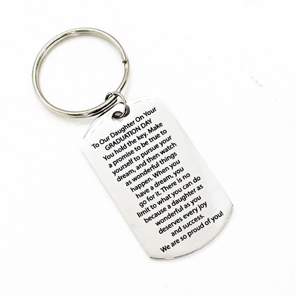 Daughter Graduation Charm Keychain, New Car Gift, Going To College, Gift For Her, From Mom And Dad, Dream Big Dreams, We Are Proud Of You