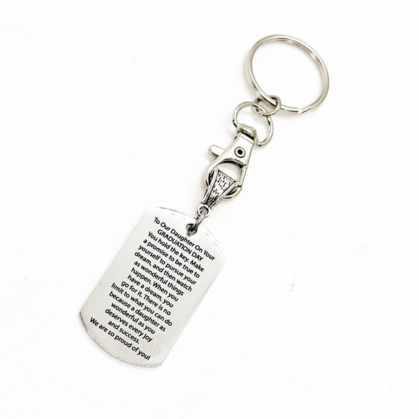 To Our Daughter Graduation Day Keychain, New Car Gift, Going To College, Gift For Her, From Mom And Dad, From Parents, We Are Proud Of You