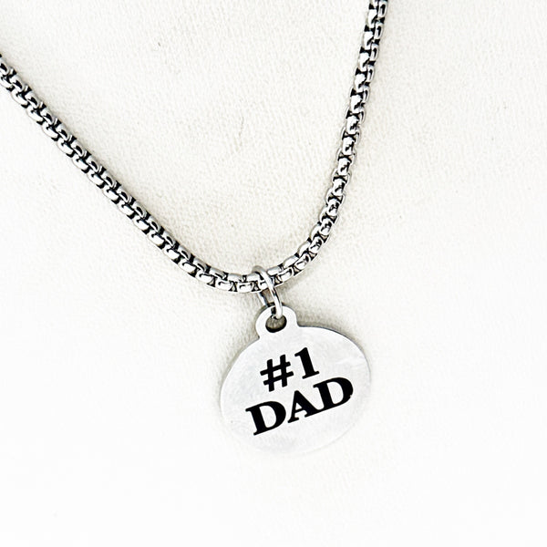 No 1 Dad Charm Necklace, Fathers Day Gift, Fathers Day Necklace, Man Necklace, Gift For Dad, New Daddy Gift, New Father Gift, Husband Gift
