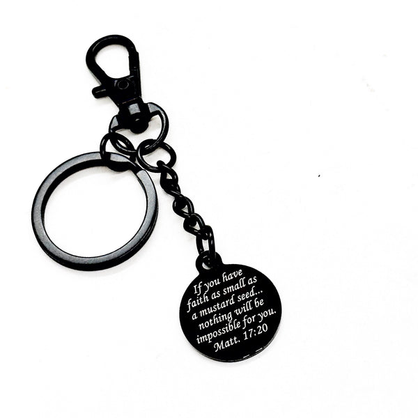 Mustard Seed Verse Rose Gold Clip On Keychain, Faith Gifts, Christian Gifts, Matthew 17 20, Encouraging Gifts, Graduation Gift